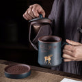 Gold inlaid jade purple clay cup, handmade tea cup, Kung Fu tea set, tea making, office cup, free gift, high-end Songlu cup