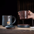 Gold inlaid jade purple clay cup, handmade tea cup, Kung Fu tea set, tea making, office cup, free gift, high-end Songlu cup