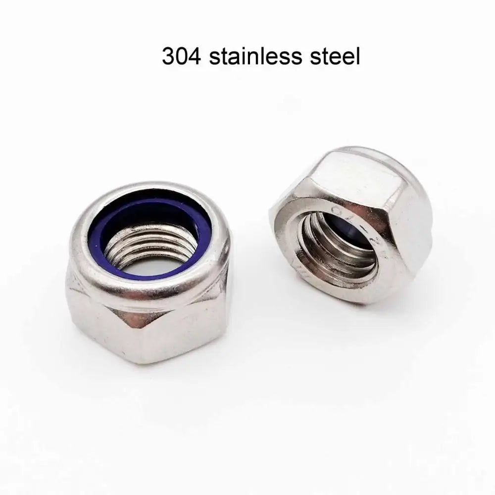 stainless nut M2 M2.5 M3 M3.5 M4 M5 M6 M8 M10 M12 M14 M16 304 Stainless Steel Black Hex Nylon Insert Lock Nut Self-locking Locknut