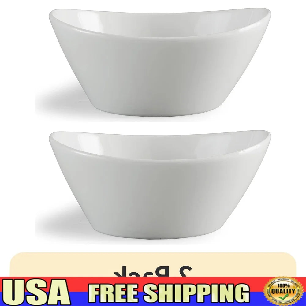 CERAMICS BOWL 2 Pack White Porcelain Wavy Serve Bowls Dishwasher Microwave Oven Safe Versatile Serving Bowls Salad Pasta Sides and More