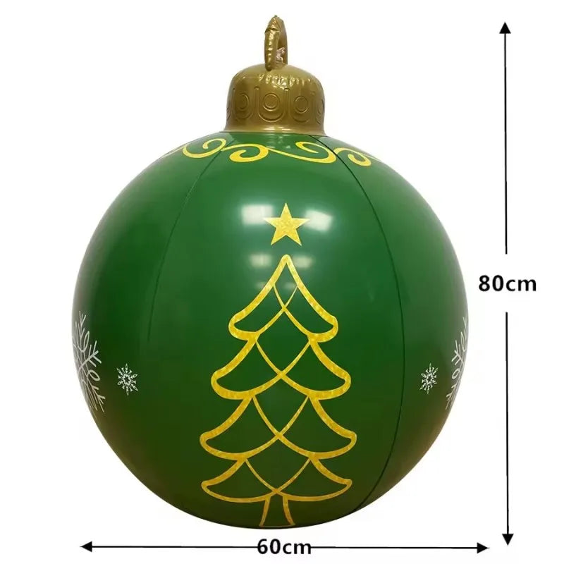 PVC Christmas Decorations 32 Inch Giant PVC Inflatable Christmas Ball Ornaments Outdoor Large Xmas Blow Ball Decorations for Christmas Party Ornaments