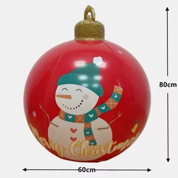 PVC Christmas Decorations 32 Inch Giant PVC Inflatable Christmas Ball Ornaments Outdoor Large Xmas Blow Ball Decorations for Christmas Party Ornaments