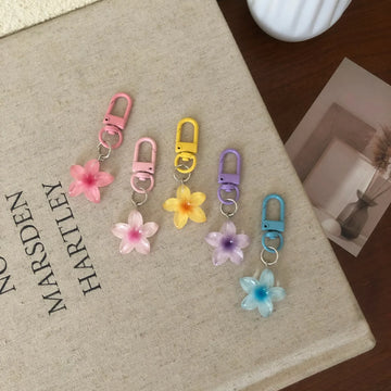 printed keychains 5Pcs Korean Egg Flower Key Chain Color Jelly DIY Flower Cute Keychains Pendant Student Girls Resin Bag Pendant Keyring Gifts
