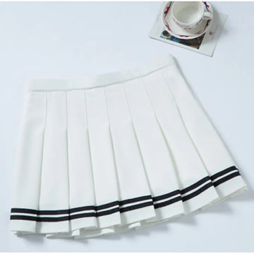 Preppy Girl Pleated Skirts Elastic Waist Summer Vintage Mini Skirts Korean Streetwear Spring Student Strips Designed Dance Skirt