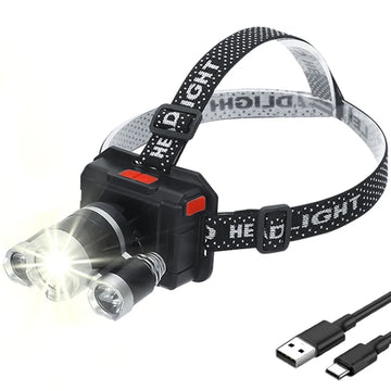 Plastic headlights High Power LED Headlamp 18650 Rechargeable Battery Flashlight 90° Adjustable Torch for Outdoor Lighting Camping Fishing Hiking