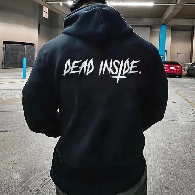 PURE COTTON PRINTED HOODIE dead inside Hoodie Inverted cross Women Hoody Sweatshirts Pullovers unisex quote pure cotton Streetwear jumper casual hoodies