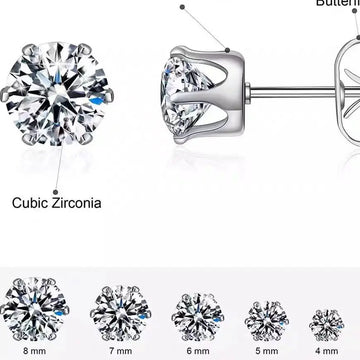 earring Silver（color） Needle Sparkling Moissanite Earrings - Hexagonal Claw Zircon Earrings, Minimalist Daily Ear Accessories