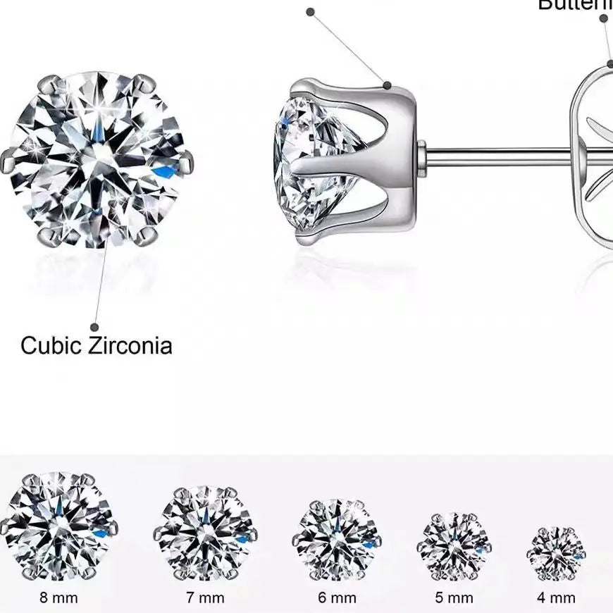 earring Silver（color） Needle Sparkling Moissanite Earrings - Hexagonal Claw Zircon Earrings, Minimalist Daily Ear Accessories