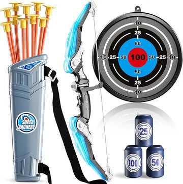 Children's entertainment toys Kids Bow and Arrow Set, LED Light Up Archery Toys Set for Kids Ages 4-8 8-12, with 10 Suction Cup Arrows, Target & Quiver, Boys