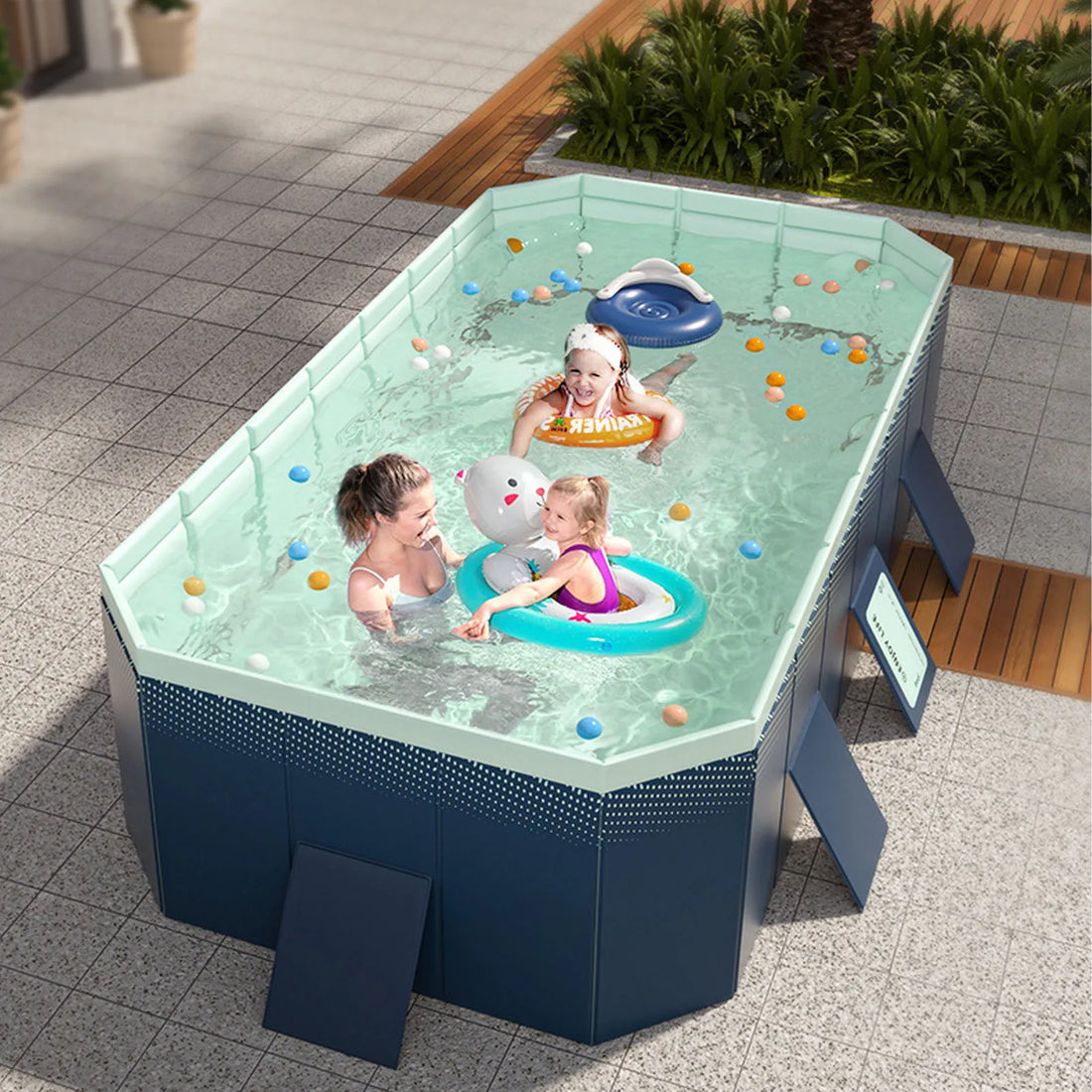 Canvas pool Canvas pool Foldable Swimming Pool Folding Oversize Bath Pool Inflation Free for Home Outdoor 2.6m / 8.53ft
