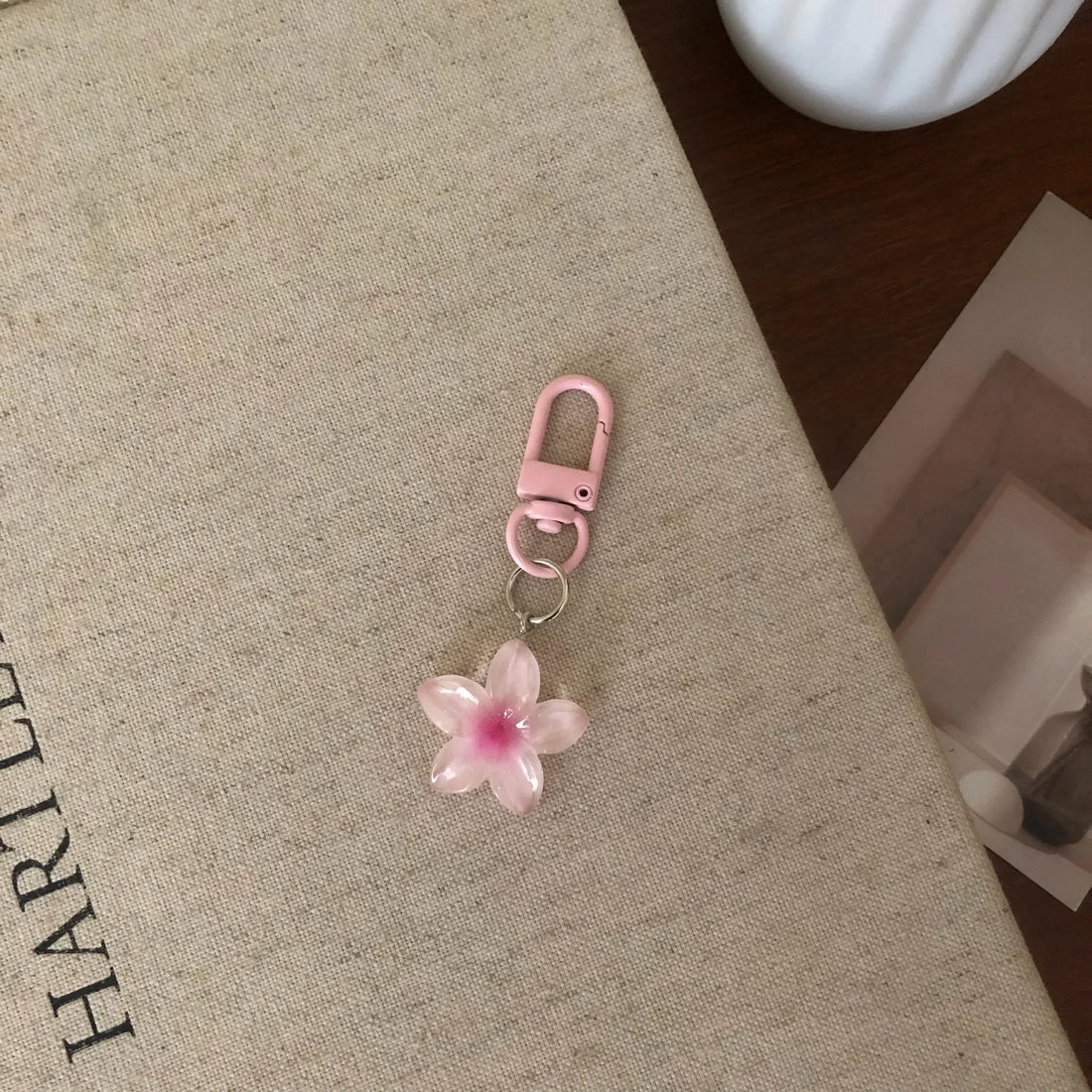 printed keychains 5Pcs Korean Egg Flower Key Chain Color Jelly DIY Flower Cute Keychains Pendant Student Girls Resin Bag Pendant Keyring Gifts