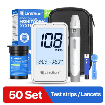 Continuous Ketone Monitoring System Material G-425-1 LinkSun Blood Glucose Meter Kit 50/100pcs Test Strips Lancets for Diabetes Monitor Digital Glucometer Blood Sugar Meter