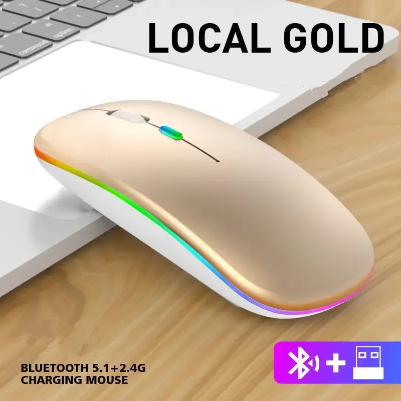 Computer mouse Wireless Bluetooth 5.2 Luminous Mouse USB Charging 2.4GHz Wireless Mouse 1600DPI Portable Gaming Mouse for Tablet Phone Computer