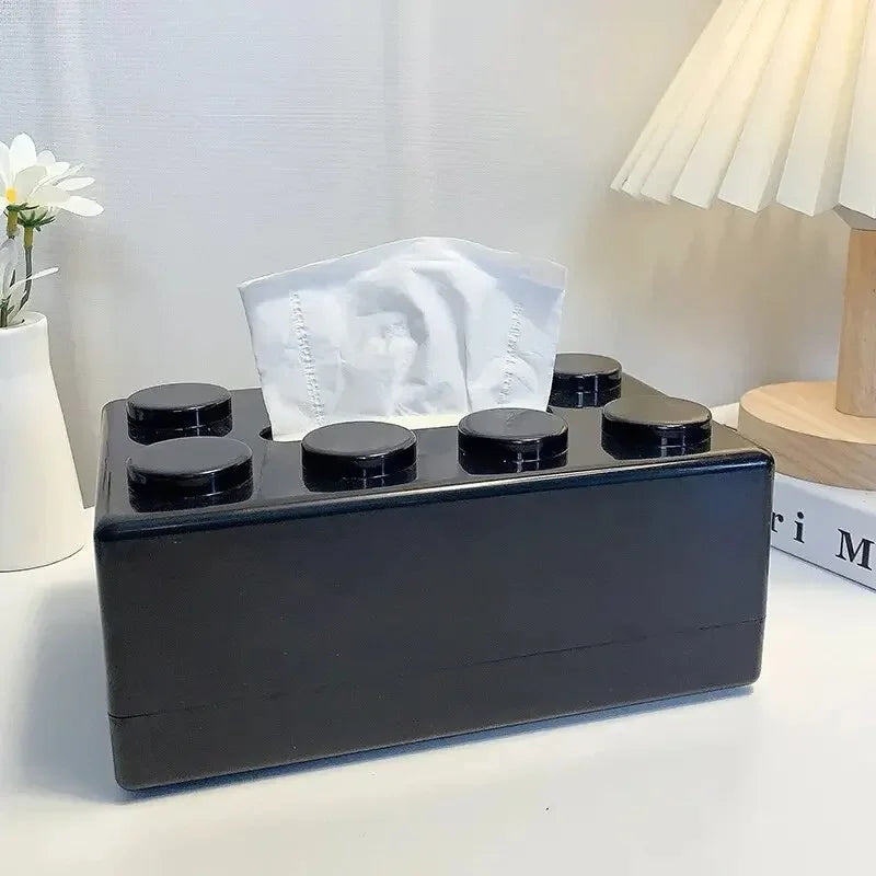 Furniture Paper Box 1PC Creative Cartoon Building Block Tissue Box with High Aesthetic Value for Household Napkins Paper Drawer Storage Box