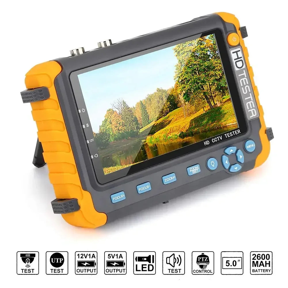 Monitor Show Video PEGATAH 8MP 4K CCTV Tester Security Camera 5 Inch TFT LCD Monitor for 4 IN 1 TVI AHD CVI Analog Security Cam Tester Video Test