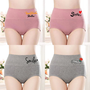 LADIES UNDERWEAR 4PCS/set Plus Size Underwear Woman high waist Women's Panties Comfort Cotton Brief breathable Panty Underpants for ladies XL-4XL