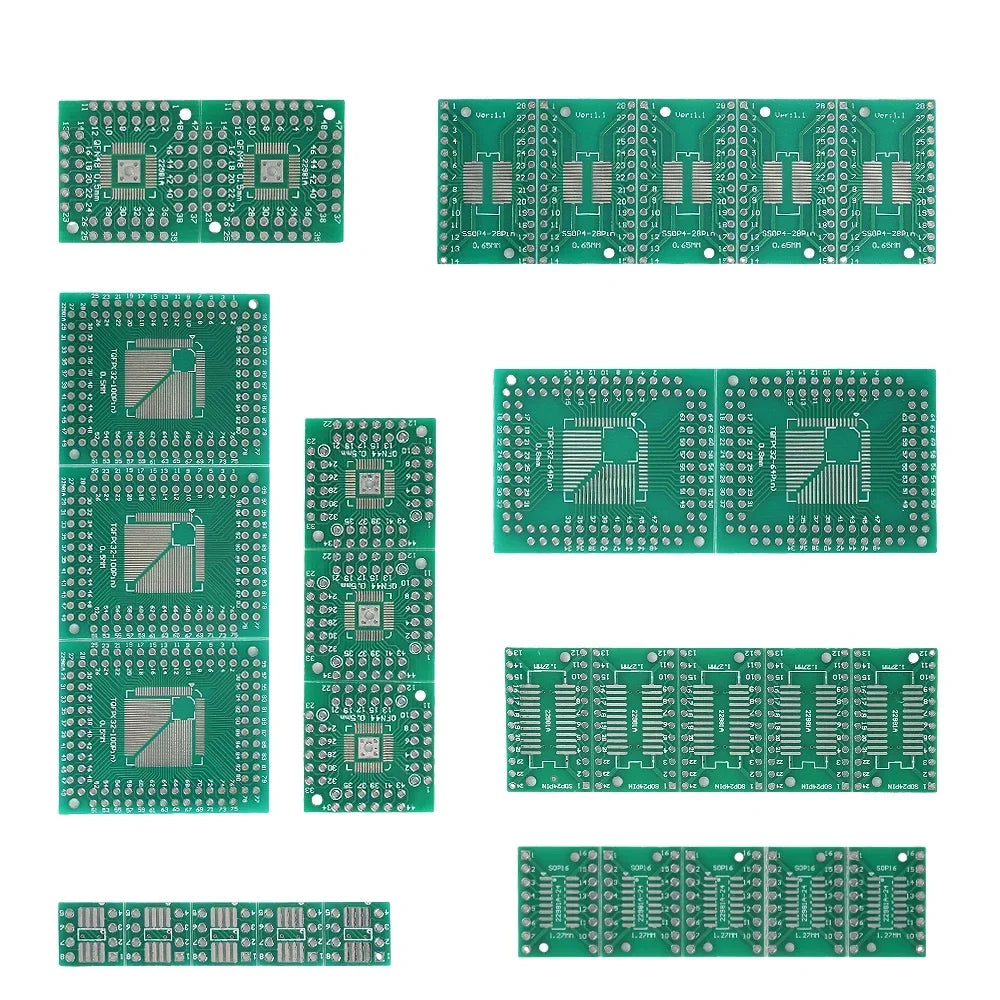 PRINTED CIRCUIT BOARD 30PCS/Set 6 types PCB Board Kit diy electronic Assorted SMT to DIP Adapter Converter Board Set FQFP32, QFN48, SOP8/16/24/28 PCB