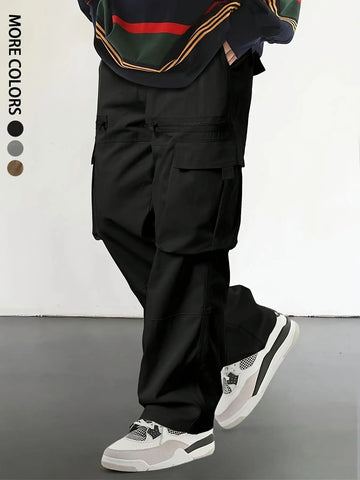 Mens Overall Men's Regular Plain Outdoor Overalls with Drawstrings and Large Flap Pocket Pantss, Personalized Zipper Design, Suitable for Holiday, Street, Daily Leisure, Mountaineering Travel, Multi-Scenario Matchinging, Suitable for All Seasons