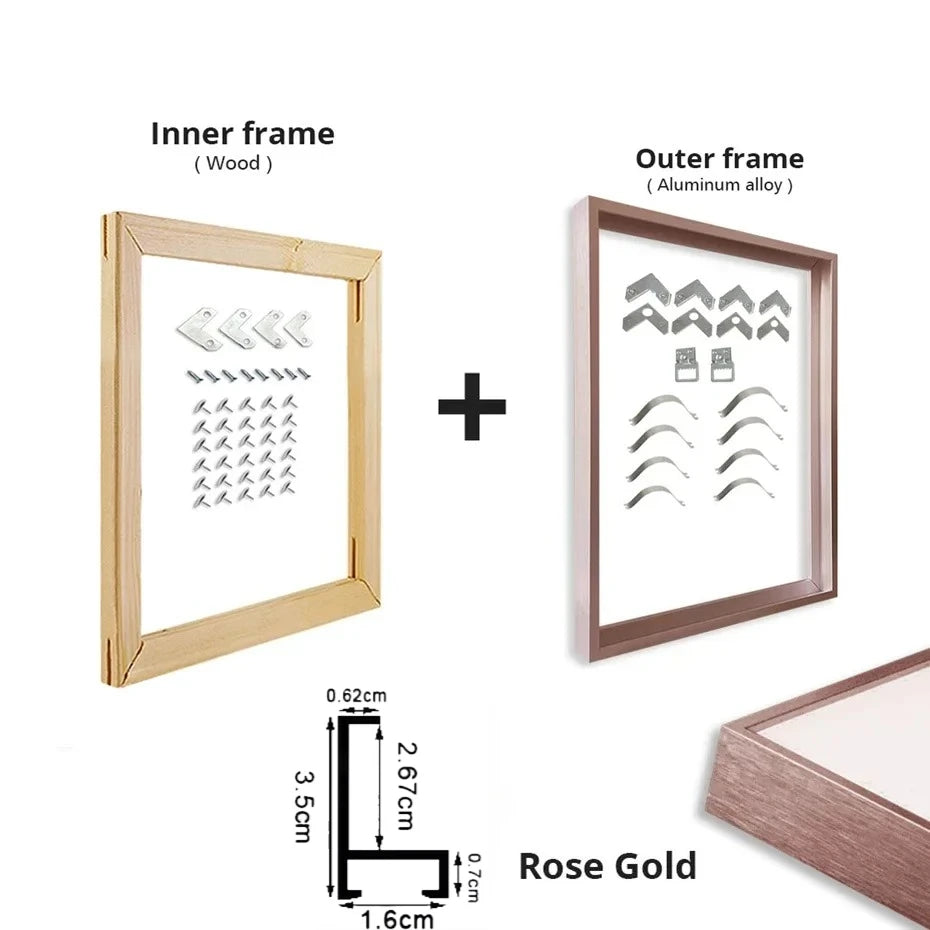 IRON FRAME Customized DIY Metal Aluminum Frames Black Golden for Canvas Oil Painting Diamond Painting Artwork Wall Art Posters Home Decor