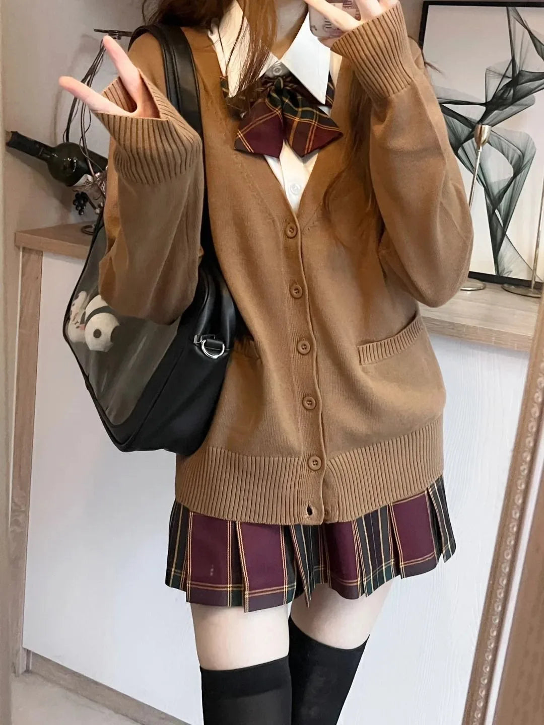 knit cardigan Japanese fashion solid color V-neck knitted sweater,original newJK uniform cardigan top,autumn and winter women's cotton sweater