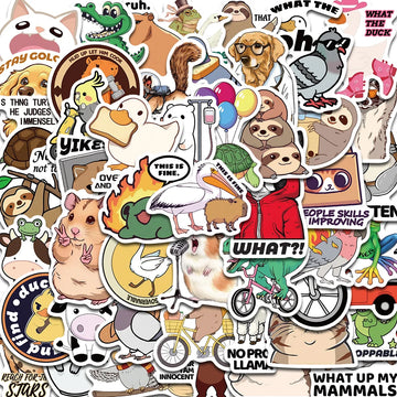 PVC STICKER 50pcs Funny Animal Sticker Laptop Scrapbooking Luggage Stationery Phone Diary  PVC Waterproof Community Dormitory Sticker