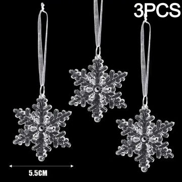Christmas Acrylic Snowflake Clear Simulation Icicle Ornaments Xmas Tree Hanging Pendants DIY Winter New Year Party Decoration