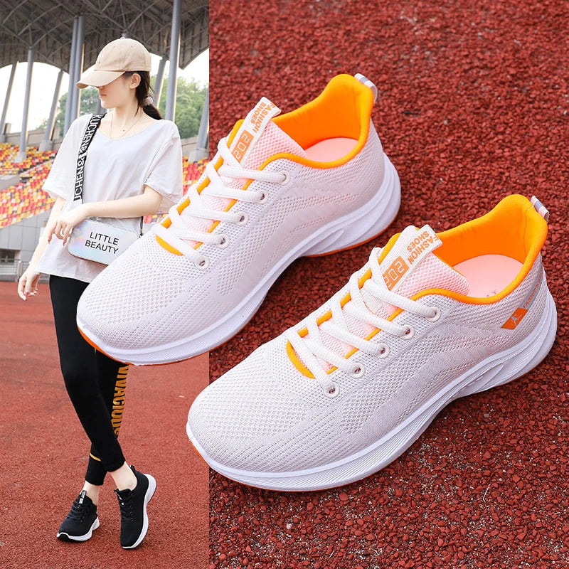 Female Summer Mesh Surface Breathable Flying Weaving Student Women Shoes Casual Sports Running Shoe Woman Sneakers 2024 New Lady