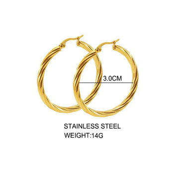 Alloy earring Classic Trendy Twisted Round Hoop Earrings For Women Stainless Steel 3mm Thick Ear Buckle Earrings Vintage Jewelry Accessories