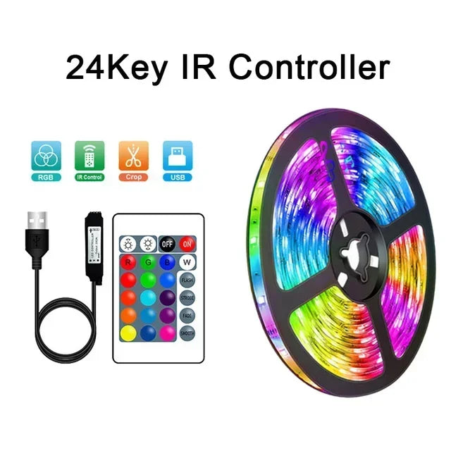 LED LIGHTS 5V USB Led Strip Lights 5m 10m 20m 30m Smart RGB LED Light Strip Luces Led Flexible Lamp Tape for Room Party Decor TV Backlight