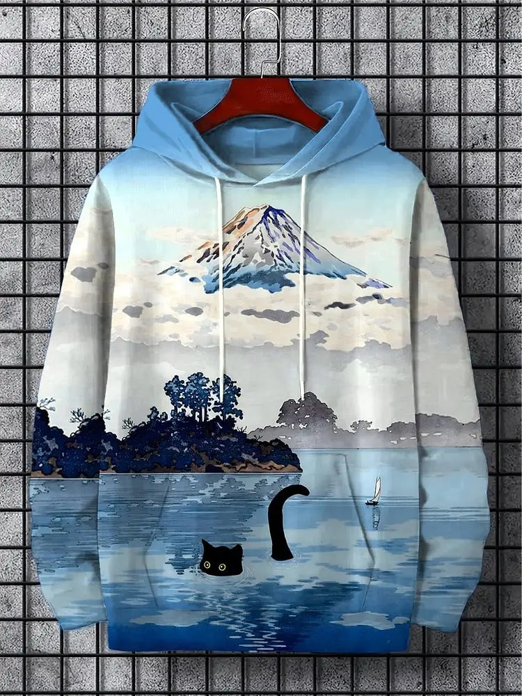 Men's hoodie New Autumn And Winter Men's 3D Print Hoodies Japanese Harajuku Fashion Casual Sports Hooded Anime Beast Pattern Man Hoodie