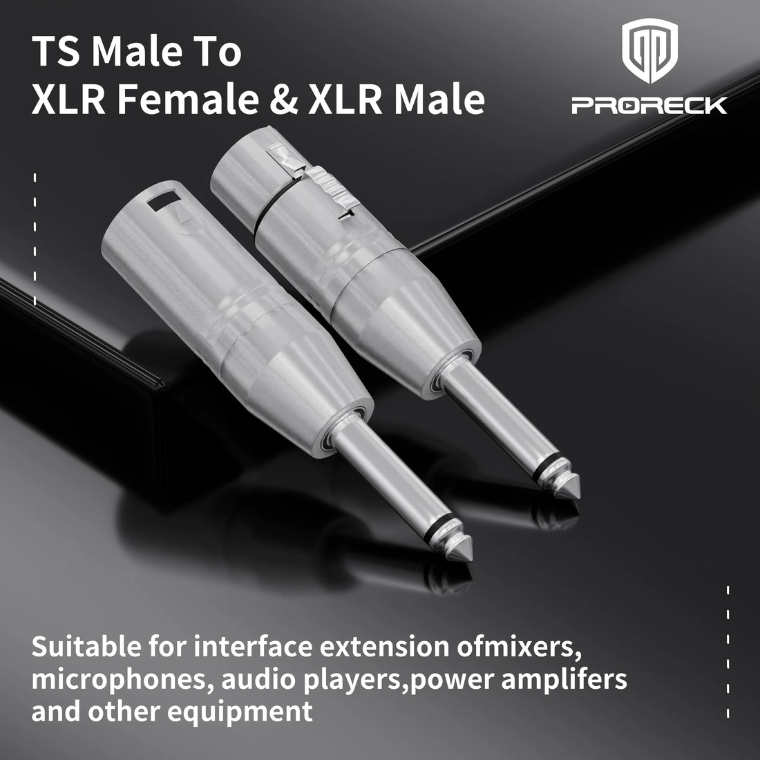 FEMALE XLR CONNECTOR Microphone Adapter 1/4 inch 6.35mm mono male to 3-Pin XLR male/Female Mic Amplifier Audio Cable Connector pair