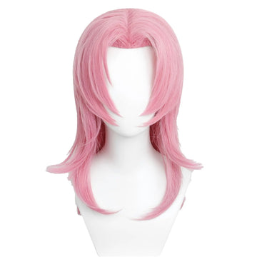 The chemical fiber wig Light pink mid-part anti-warped hair chemical fiber synthetic wig | animated KPop Demon Hunters character romantic role-playing