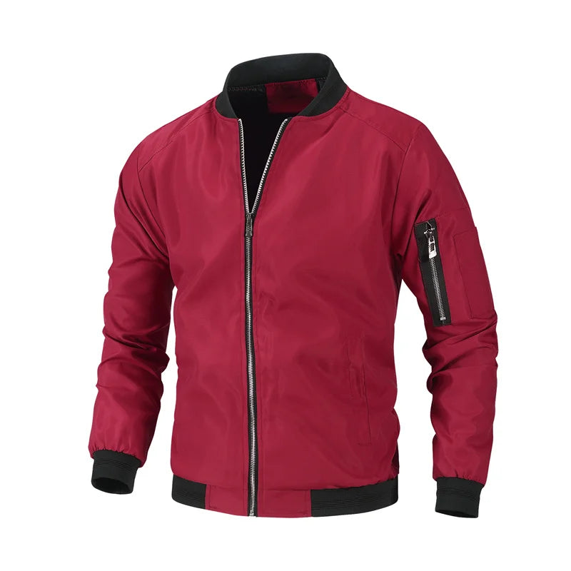 Men Bomber Jacket Thin Slim Long Sleeve baseball Jackets Mens Windbreaker Zipper Windbreaker Jacket Male Outwear Brand Clothing