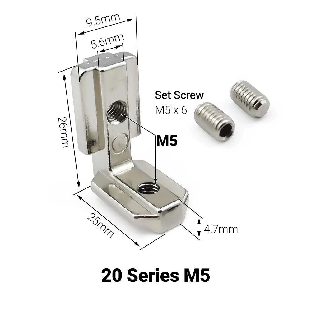 ALUMINUM JOINT 10pcs/Pack 2020 Silver T Slot L Shape Interior Corner Connector Joint Bracket with screws for 2020 3030 4040 EU Aluminum Profile