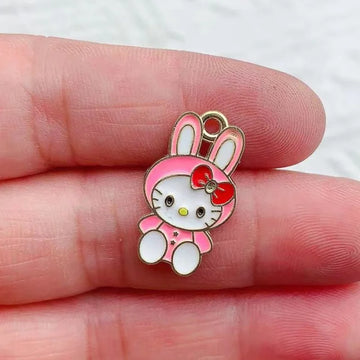 10pcs Cartoon Cat Charm for Jewelry Making Enamel Necklace Pendant Earring Accessories Diy Supplies Zinc Alloy Gold Plated