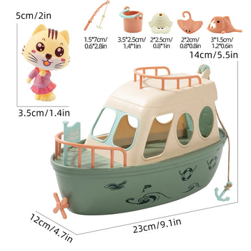 plastic toy sample Pretend Play Toy Set Plastic Cat Scene Playset Pretend Cat Figures Set Playing House Props for Toddlers DIY Children's Toys new