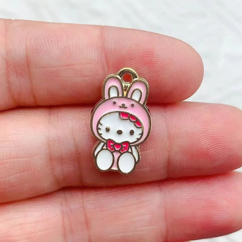 10pcs Cartoon Cat Charm for Jewelry Making Enamel Necklace Pendant Earring Accessories Diy Supplies Zinc Alloy Gold Plated