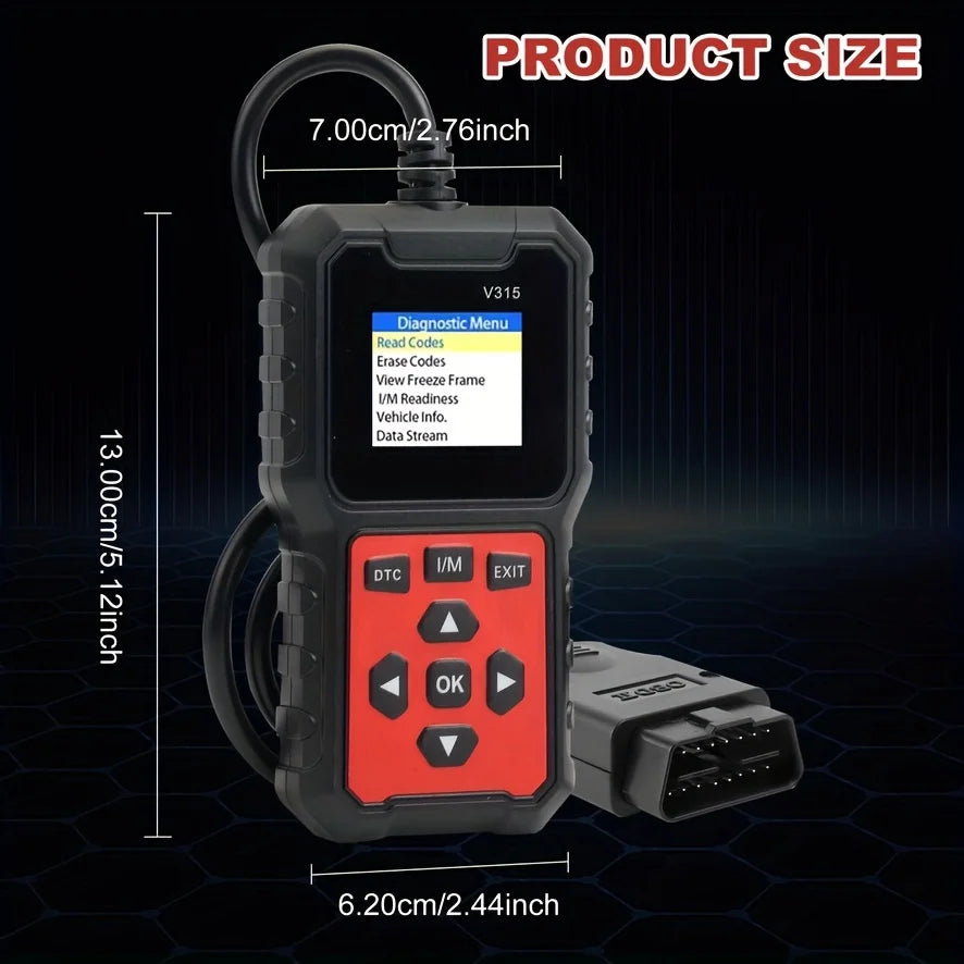 AUTOMOTIVE CODE READER Car Diagnostic Scanner [V315] - 10-Second Fault Code Reader, Suitable for 99% of Vehicles (Obd2/Eobd Compatible), Suitable for DIY and Professional Mechanics.