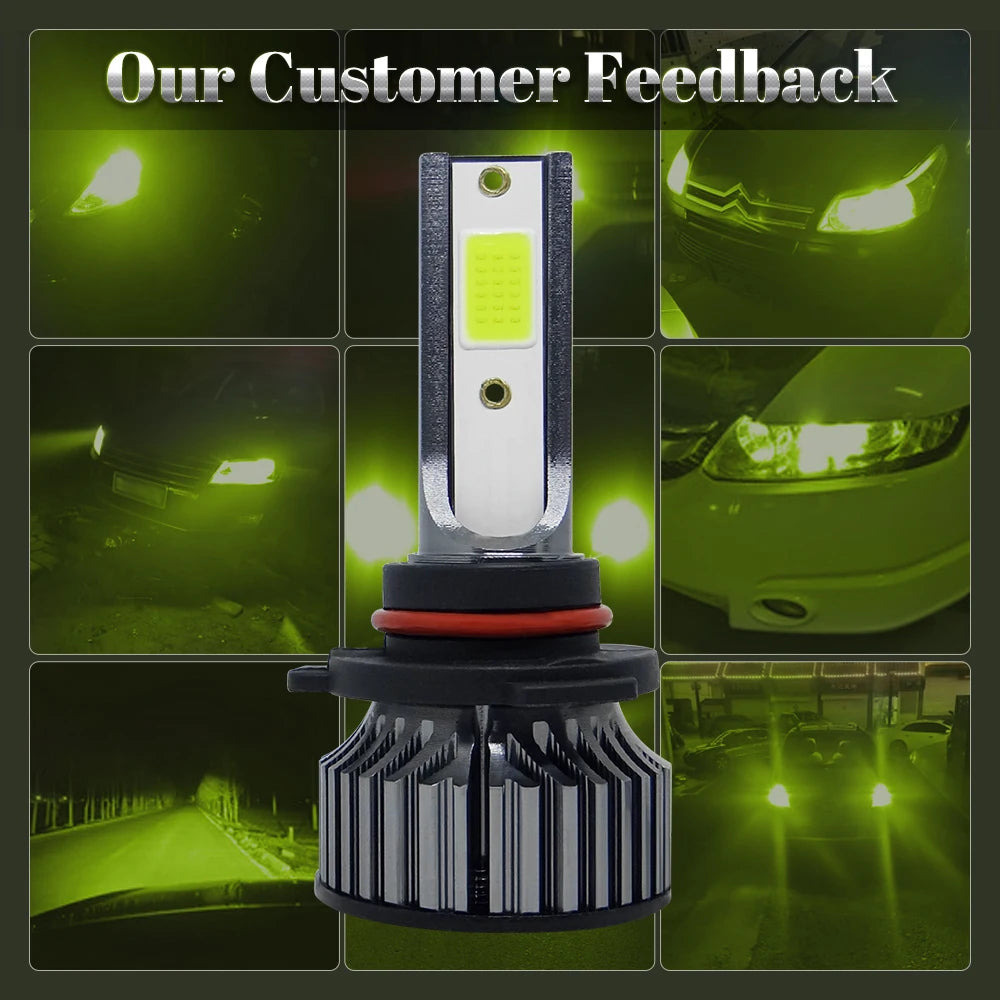 LED CAR LIGHT 72W 16000LM Car Headlight H4 H7 H1 LED H8 H9 H11 12000K 6000K 6500K lemon green Auto fog Light H3 9005 HB3 9006 12V LED Bulb F2C
