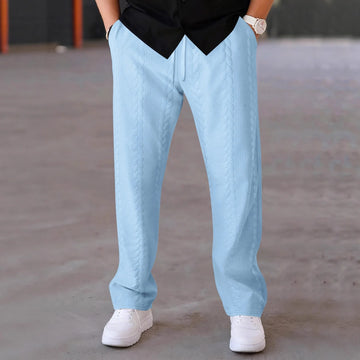 Fall new style fashionable men's retro outdoor casual multi-purpose sport pure-color jacquard straight-leg drawstring pants