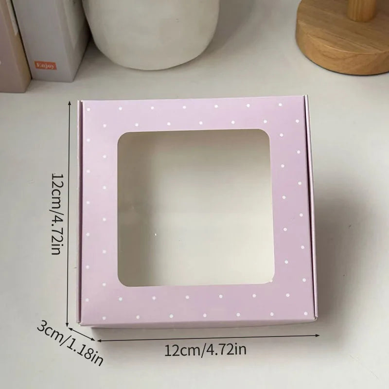 Printed Card Box Bowknot Printed Kraft Paper Gift Box with Window Various Gift Packaging Handmade Soap Wrapping Kpop Photocard Packaging Supplies