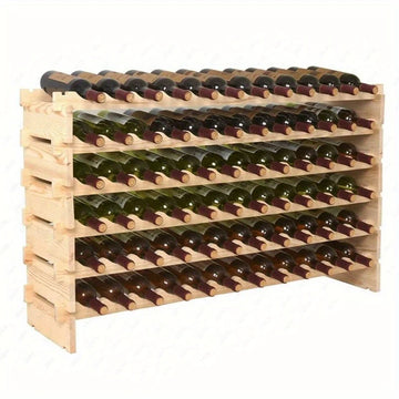 display stand 72 Bottles Wine Rack Holder Stackable Storage 6 Tier Solid Wood Display Shelves