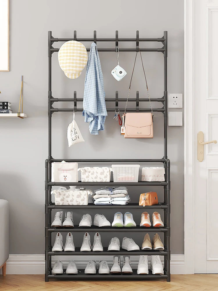 Multifunctional 5-Tier Shoe Rack Simple Integrated Storage Household Stand Clothes Coat shoemaker organizer
