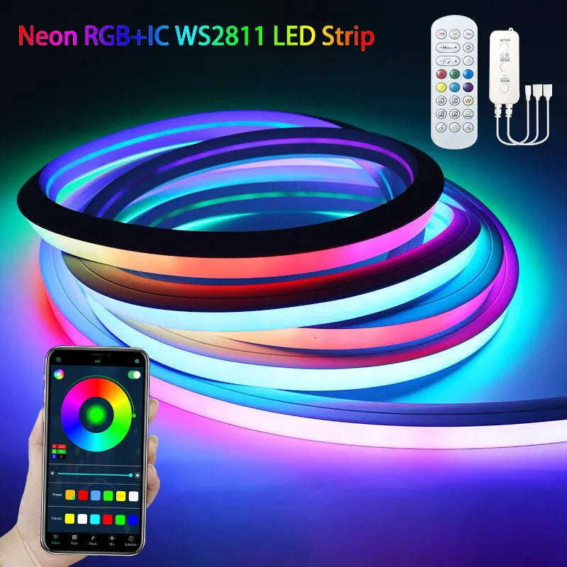 LED light LED Neon RGBIC Lights 8M 16M 72Leds/m LED Lights with RF Remote Bluetooth Flexible Waterproof Music Sync DIY Design Lights Decor