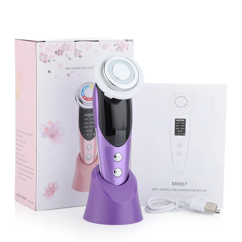 HOME-USE BEAUTY DEVICE 7 in 1 RF EMS Facial Massager Skin Care Tools Face Lift Multifunction Firm Device Skin Rejuvenation Wrinkle Removal Face Beauty