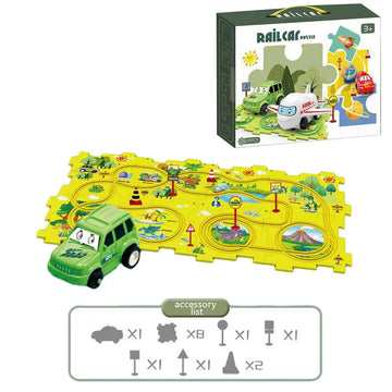 Puzzle Racer Kids Car Track Set Plastic Floor Puzzles for 3 4 5 6 Year Old Boys Montessori Toys Brain Toys 2024 NEW