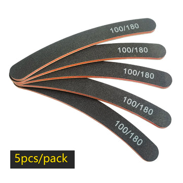 nail file Nail File Buffer 100/180 Grit Half Moon Nail Files Double Side Sandpaper Nail Sanding Grinding Gel Nail Polish Manicure Tool