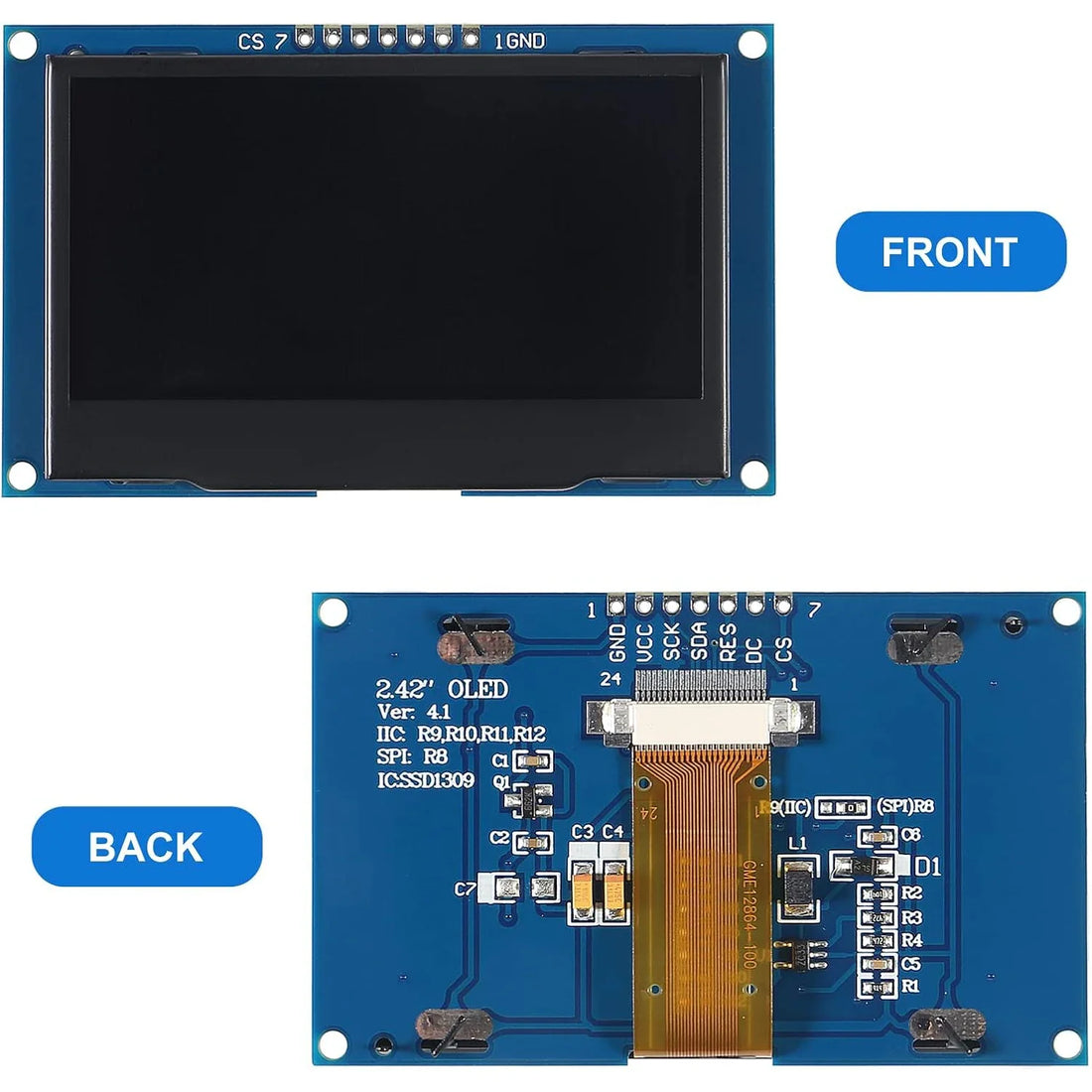 LCD display BM6113P BM6713PM  128x64 OLED LCD Display Module SSD1309 7 Pin SPI/IIC I2C Serial Interface for Arduino UNO R3 DIY Electronic