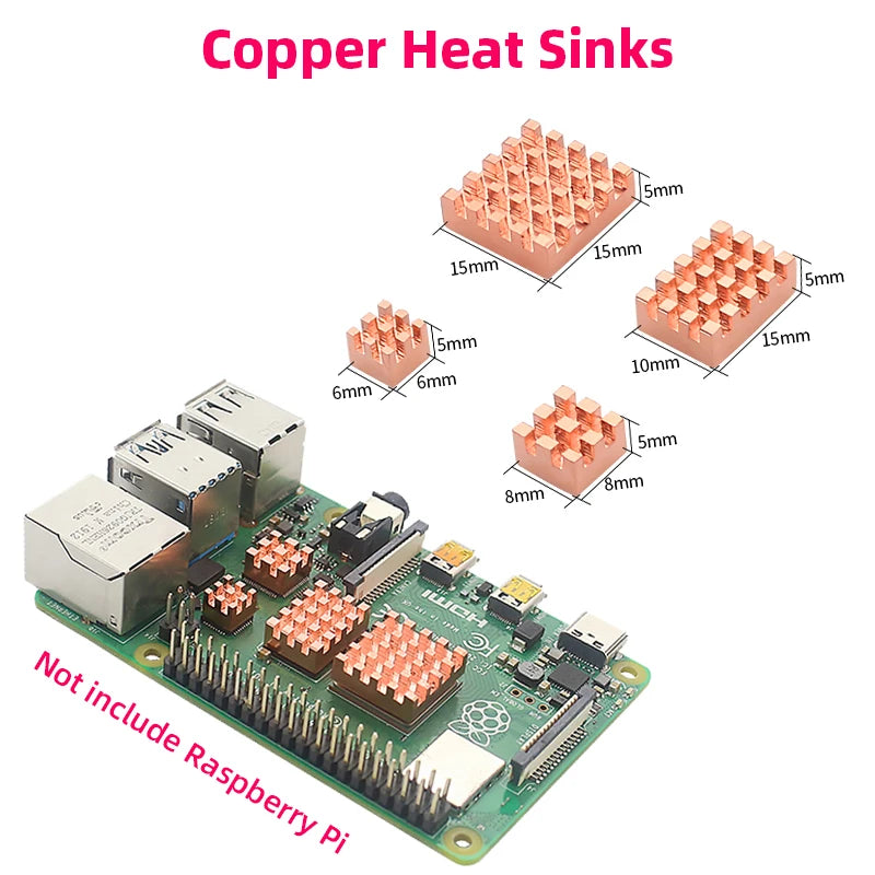 HEATSINK MATERIAL:PLASTIC+METAL USE:FOR SERVER  Raspberry Pi 4 Heat Sink Metal Copper Heatsink Passive Cooling Pad  Heat Dissipation Radiator for Raspberry Pi 4 Model B