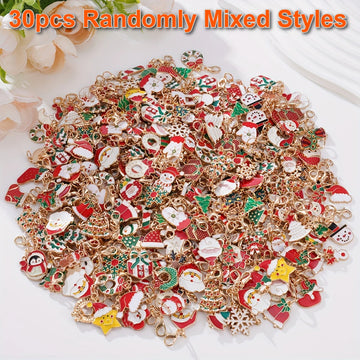 30pcs Random Mixed Christmas Keychains - Santa, Tree, Reindeer & Snowflake Bag Decorations, Festive Accessories & Party Favors